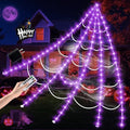 Halloween Decorations Outdoor Spider Web Lights 250 LED Lighted Web - Purple, 16.4 Ft, Abstract Variation