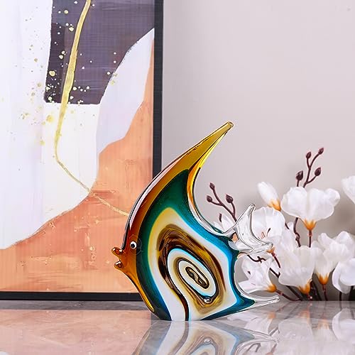 Hand Blown Glass Fish Sculpture - Colorful Marine Home Decor - Variation A-19