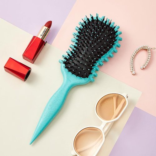 Skiennix Curl Defining Brush - Edge Control Round Hairbrush for Blowouts | Boar Bristle Design, Green