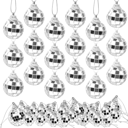 Mini Disco Balls Set with Hanging String - 200 Pieces 1.2 Inch + 5 Bonus 1.6 Inch Mirror Balls for Party Decorations