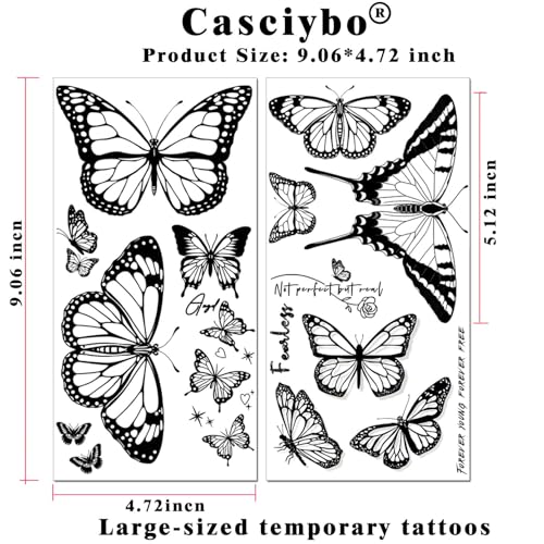 Black Butterfly Temporary Tattoo for Women Girls - Butterfly2 Variation