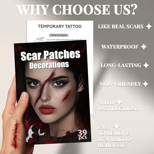 Pro Scar Tattoos Halloween Kids Zombie Fake Scars Makeup Kit - Realistic Wound Stickers