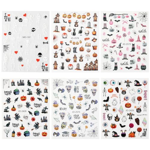 Halloween Nail Stickers 3D Ghost Skull Spider Pumpkin Nail Art Decals - 30 Sheets