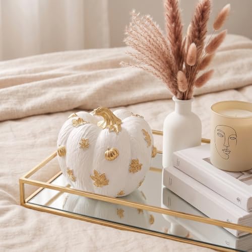 White and Gold Resin Pumpkin Decor - Fall Table Centerpiece - Variation of THIS listing