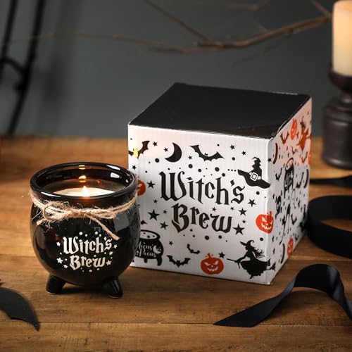 Halloween Cauldron Candle with Ghost Design - Spooky Autumn Decor, 8oz Pumpkin Cinnamon Scented