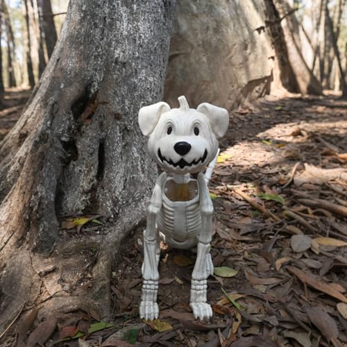 18-Inch Pumpkin Skeleton Dog Decoration for Halloween Yard & Indoor Decor