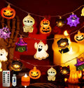Halloween String Lights with USB Power - 8 Elements Ghosts, Witches, Spiders, Skeletons, Mummies, Pumpkins, Black Cats - Indoor Party Decorations