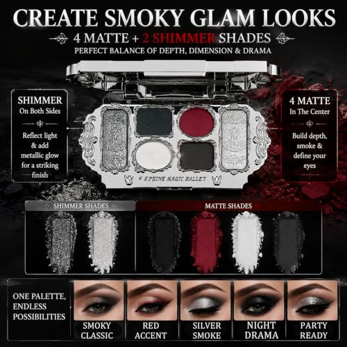 Cyberpunk Night Eyeshadow Palette - 6 Color Goth Eye Makeup Set for Women