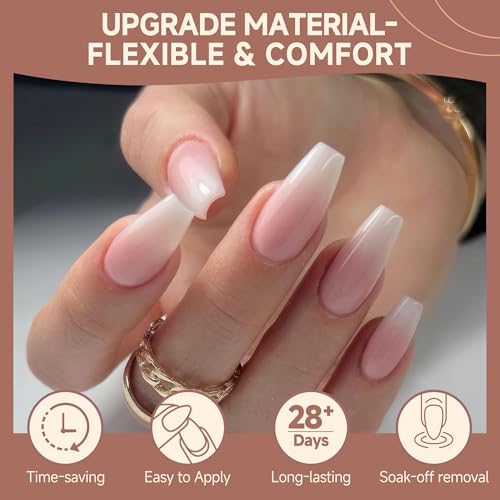 Medium Coffin Nail Tips Set 216PCS X-Soft False Nails with 12 Sizes - Professional DIY Gel Tips