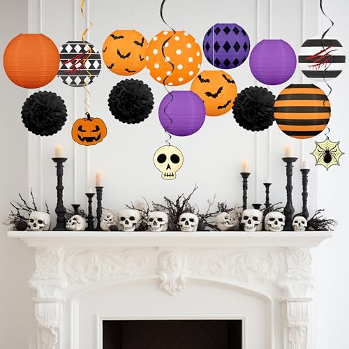 Halloween Paper Lanterns Set for Party Decorations - Spooky Festive Decor