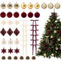 Burgundy & Gold Christmas Ornaments Set - Holiday Tree Decorations 45 Pieces