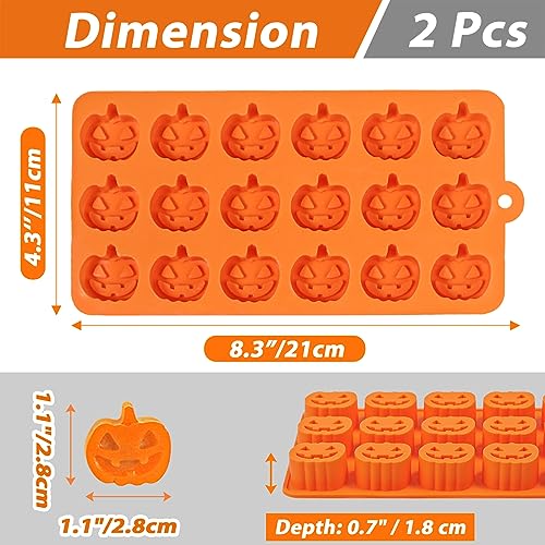 Halloween Pumpkin Chocolate Mold 2-Piece Silicone Candy Molds for Cakes, Cookies, Jellies, and Decorations - Pumpkin-2pcs