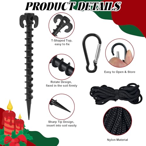 Black Inflatable Stakes Replacement Set with Tethers & Hooks - 12 Pieces