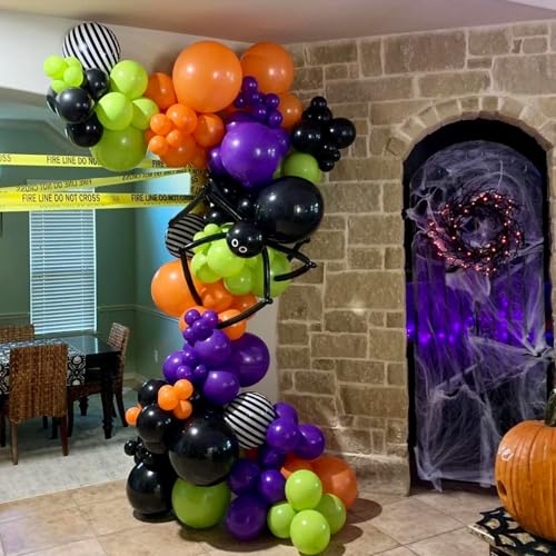 Halloween Balloons Arch Kit - Black, Orange, Purple, Green - 124pcs