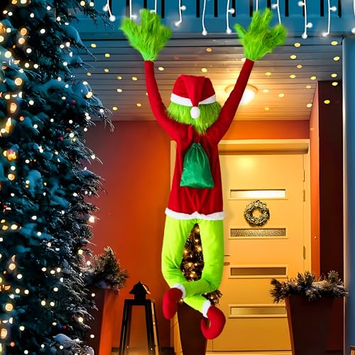 Red Green Monster Christmas Decorations, 5.2FT Outdoor Indoor Tree Decor, Pose-able Santa Body