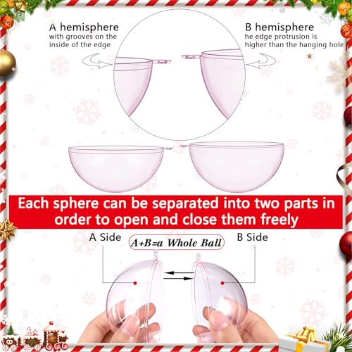 Pink Fillable Plastic Christmas Ornaments Set - 36 Pieces, 80mm/3.15 Inch