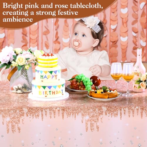 Rose Gold Glitter Diamond Plastic Tablecloth 54x108 Inch - 12 Pack Party Supplies