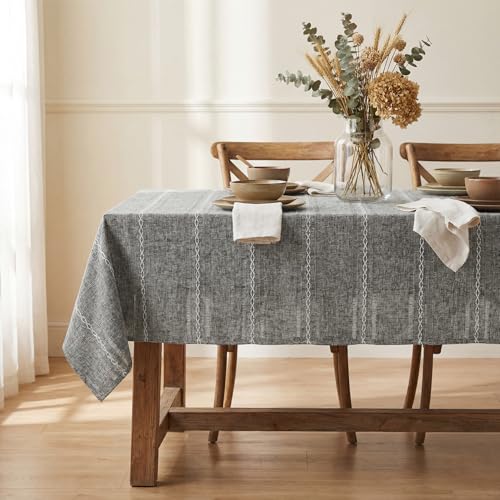 Grey Rectangular Tablecloth 60x84 Inch Farmhouse Dining Decor - Horaldaily