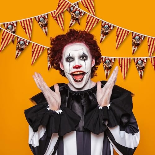 Creepy Striped Carnival Banner Flags - Halloween Party Decorations, 10 Pack