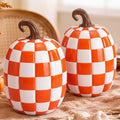 Large Orange and White Resin Pumpkin Halloween Decor - 8.6 Inch Set - Fall Harvest Decorations