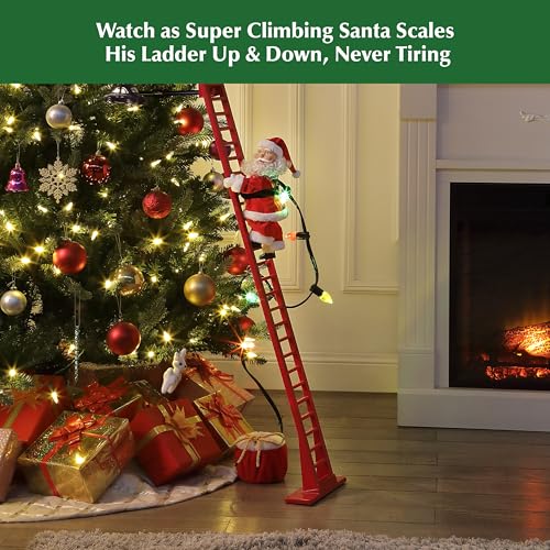 Animated Christmas Climber Decor - 42-Inch Plush Santa with LED Lights & Music