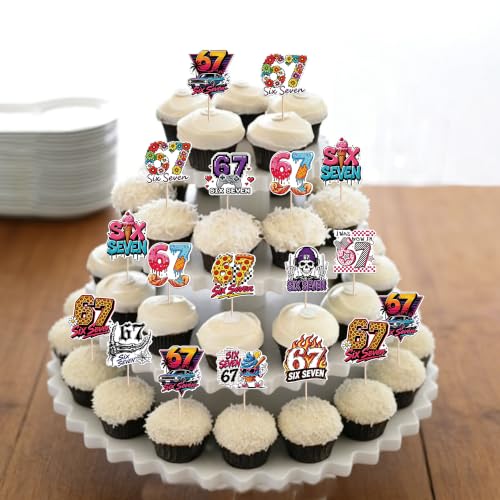 Six Seven Cake Topper Set - Cheers to 7th Birthday Party Decorations - Design 5