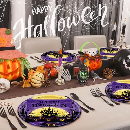 Halloween Party Dessert Plates and Napkins Set - 40 Pcs for 20 Guests