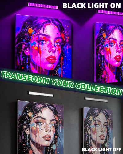 Black Light Bar 10W USB UV LED Strip 4 Pack for Fluorescent Glass & Decor - Variation of 4