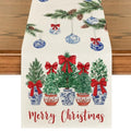 13x60 Inch Xmas Tree Balls Table Runner Home Holiday Decor Beige