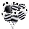 12pcs Halloween Foil Balloons Skull & Black White Striped Party Decorations