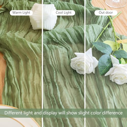 6 Pack Sage Green Cheesecloth Table Runners - 10FT Boho Wedding & Party Decor