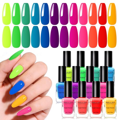 Neon Nail Polish Set - 12 Bright Colors, Quick Dry, Long-Lasting, Unapologetic Brights