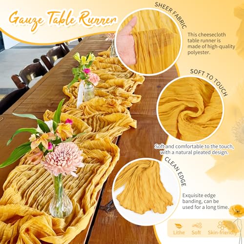 Gold Cheesecloth Table Runner 17x108 Inches Pack of 10 - Showgeous