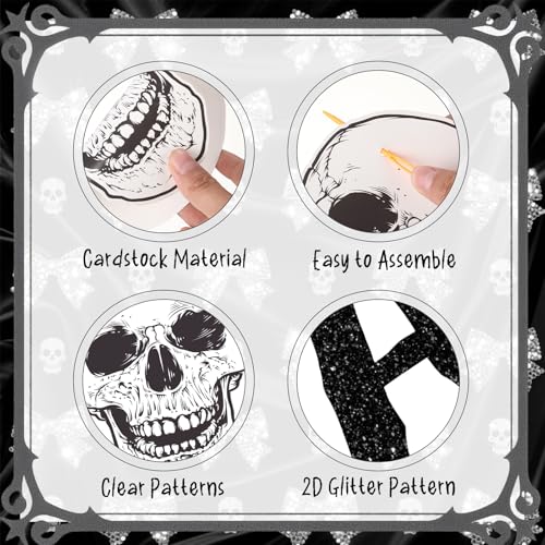 Gothic Black Bow Birthday Party Decorations Kit - Skeleton Banner & Garland