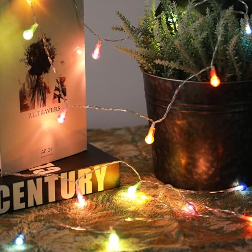 Black Halloween Garland with Colorful String Lights - 6FT Battery Operated Decor