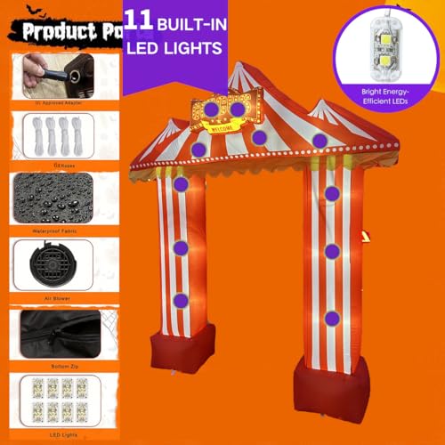 Halloween Carnival Trunk or Treat Car Decorations Kit - Inflatable with LEDs, 8.6FT, Outdoor Halloween Party Supplies, Carnival Variation
