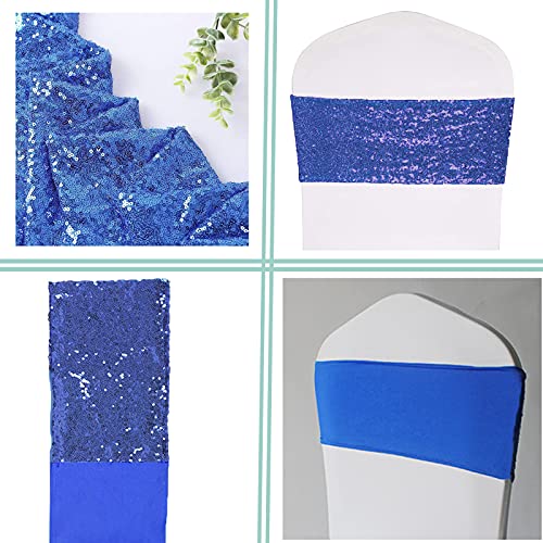 Blue Sequin Chair Sashes Pack of 50 Stretchable Wedding & Party Decor