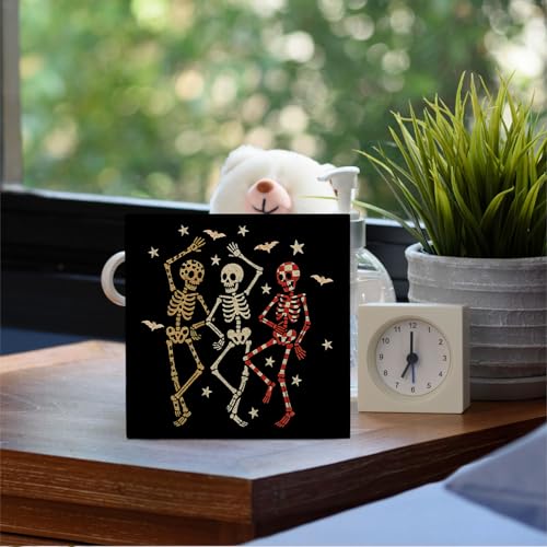 Halloween Skeleton Wooden Sign - Spooky Desk Decor for Home & Office