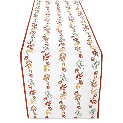 Folkulture Fall Cotton Table Runner 14x90 Inches - Botanique Style