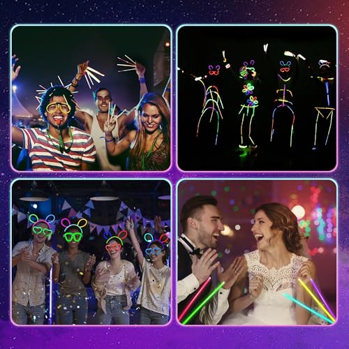 248 Pcs Glow Sticks Party Favors Kit with Connectors for DIY Necklaces Glasses Bracelets