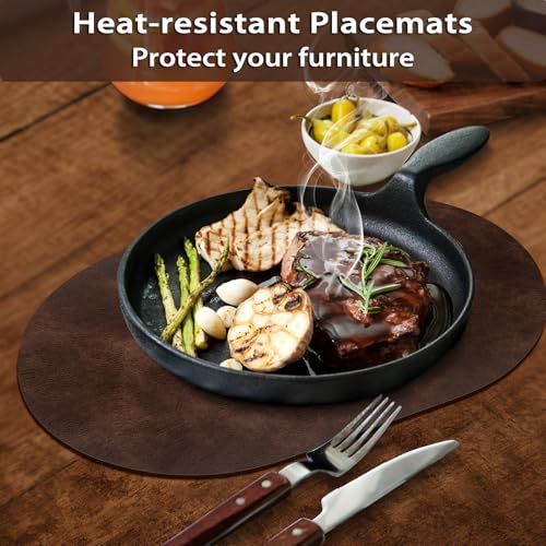 Coffee Oval Placemats Set of 8 - Heat Resistant Waterproof Table Mats