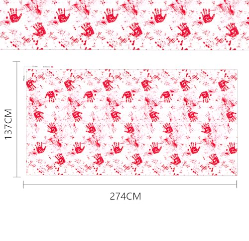 Halloween Horror Blood Splatter Tablecloth - Disposable Plastic Cover, 54x108 Inches