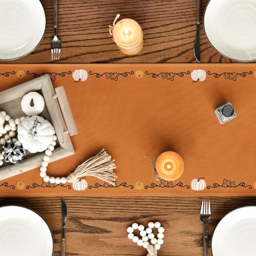Orange 13x90 Inch Fall Table Runner - Polyester Home Decor for Party & Dining
