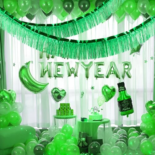 Two Green Foil Fringe Garland 10FT Party Decorations for Parade Floats