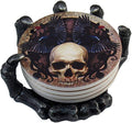 Gothic Skull Coaster Set with Skeleton Hand Holder - Halloween Bar Decor