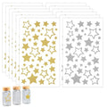 Gold and Silver Glitter Star Stickers - 12 Sheets for Party Wedding Christmas