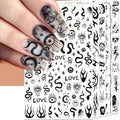 Gothic Snake & Skull Nail Art Stickers - Halloween Self-Adhesive 3D Nail Decals, 6 Sheets