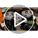 Halloween Skeleton Figurines Set of 4 - Black Mini Spooky Decor for Table, Shelf & Mantel