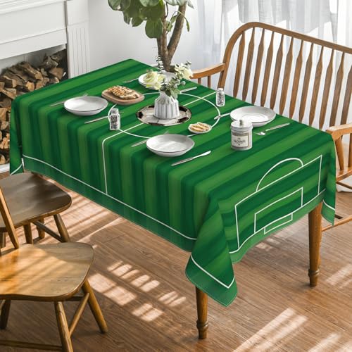 60x84 Inch Rectangular Football Tablecloth - Green World Cup Decor
