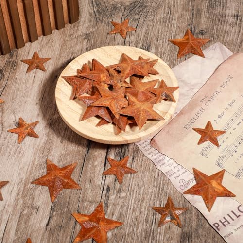 Mini Rusty Metal Barn Stars for Crafts & Decor - 40 Pieces, 2 Sizes